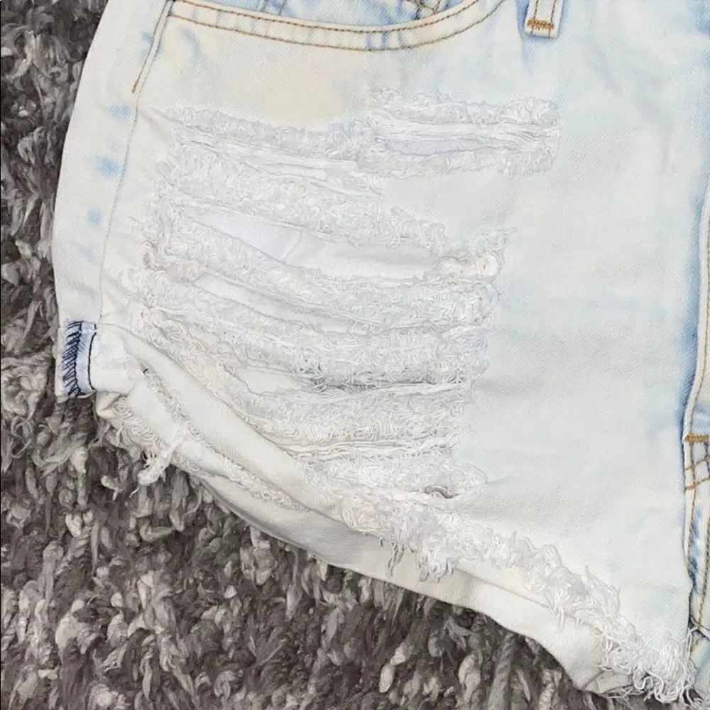 Forever 21 Blue Distressed Factory Ripped Shorts Cutoff Contemporary Casual